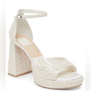 Dolce Vita Pandro Pearl Satin Ankle Strap Platform Sandals